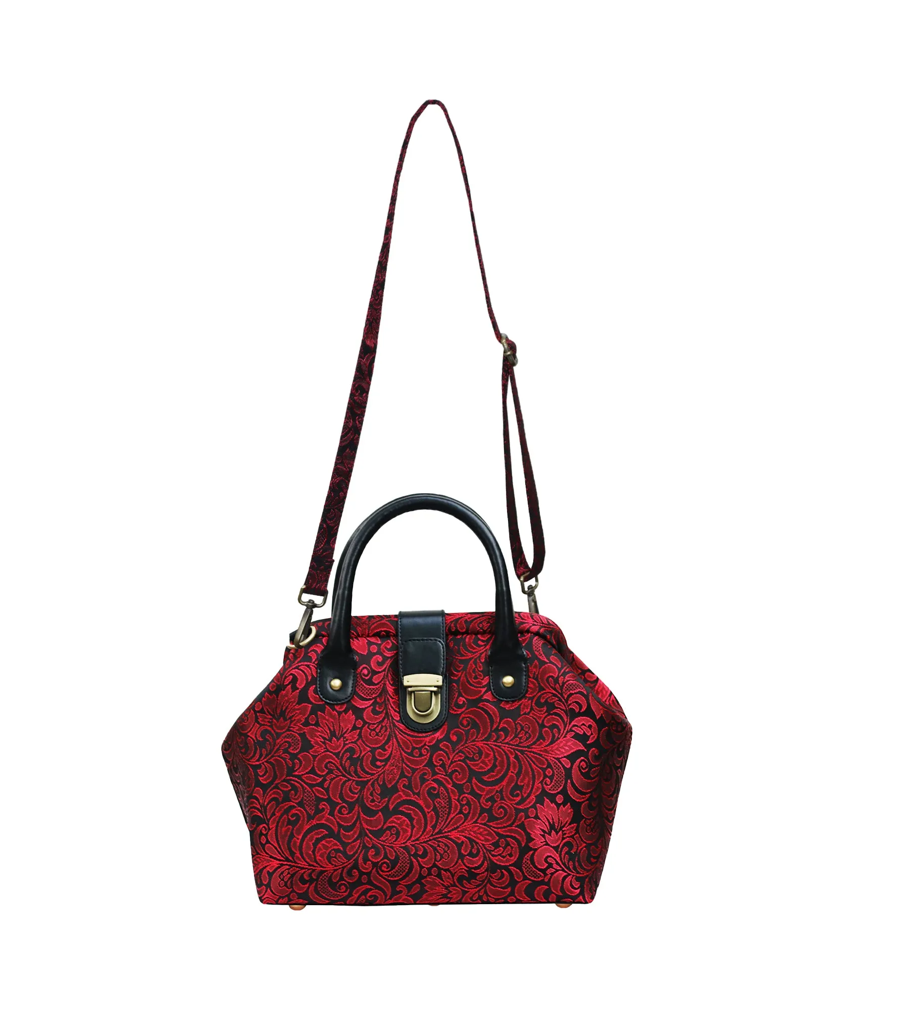 Mary Poppins Red Black Brocade Handbags