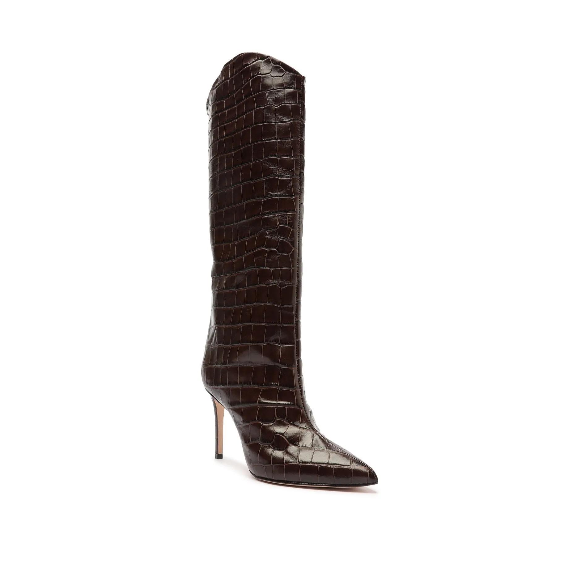 Maryana Crocodile-Embossed Leather Boot