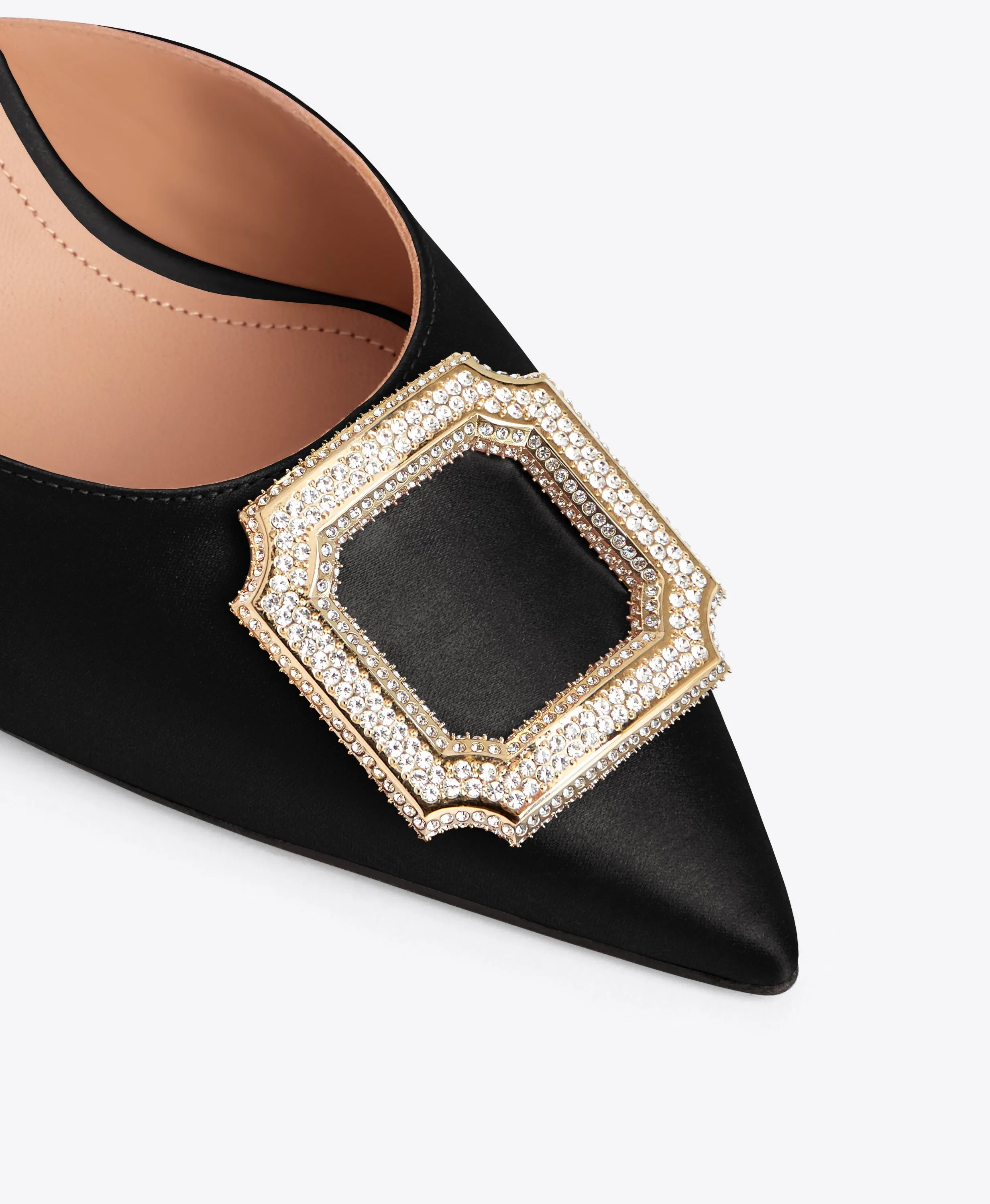 Mona 70 Black Satin Mules