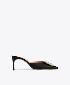 Mona 70 Black Satin Mules