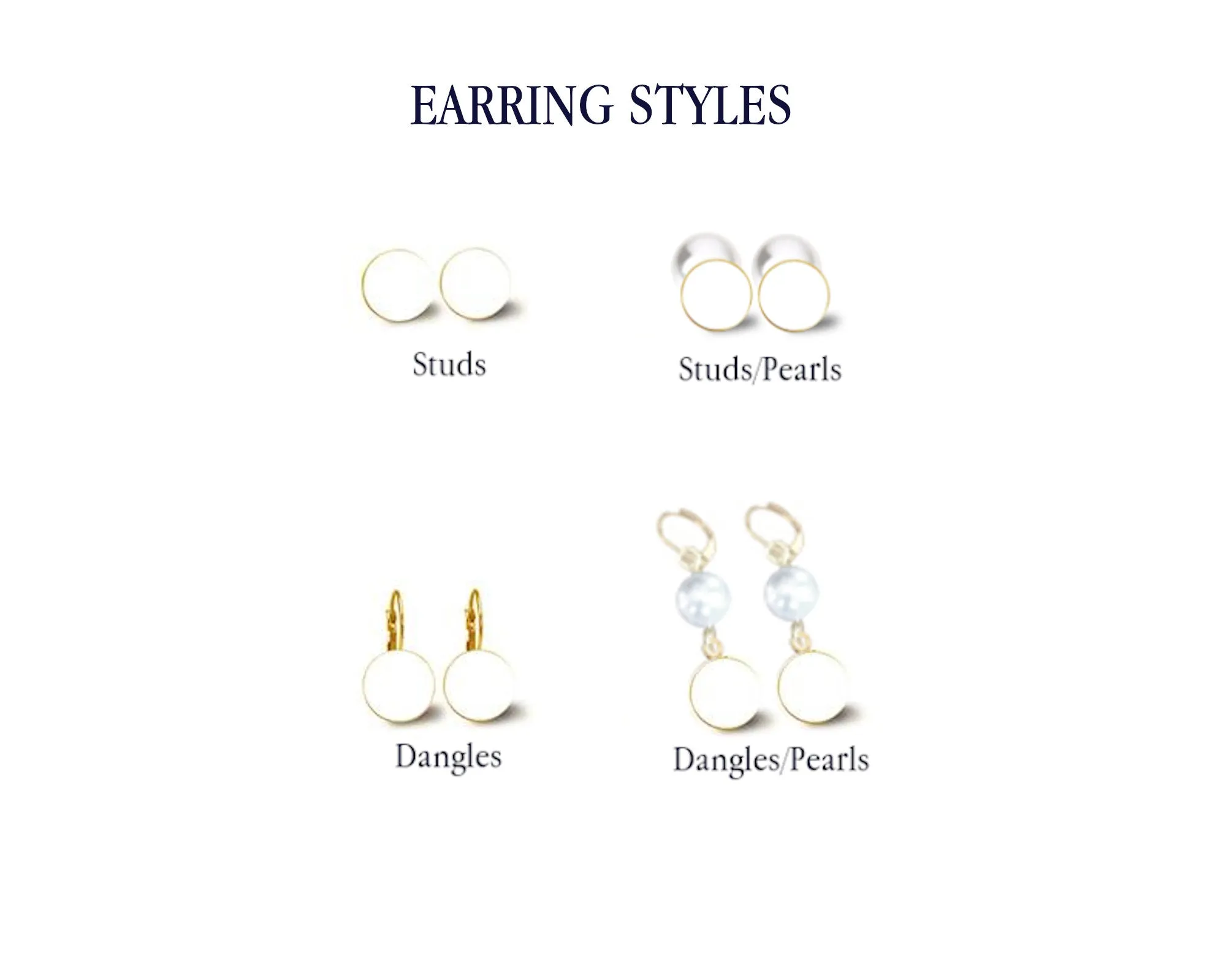 Navy Chinoiserie Earrings, Many Styles, Silver or Gold