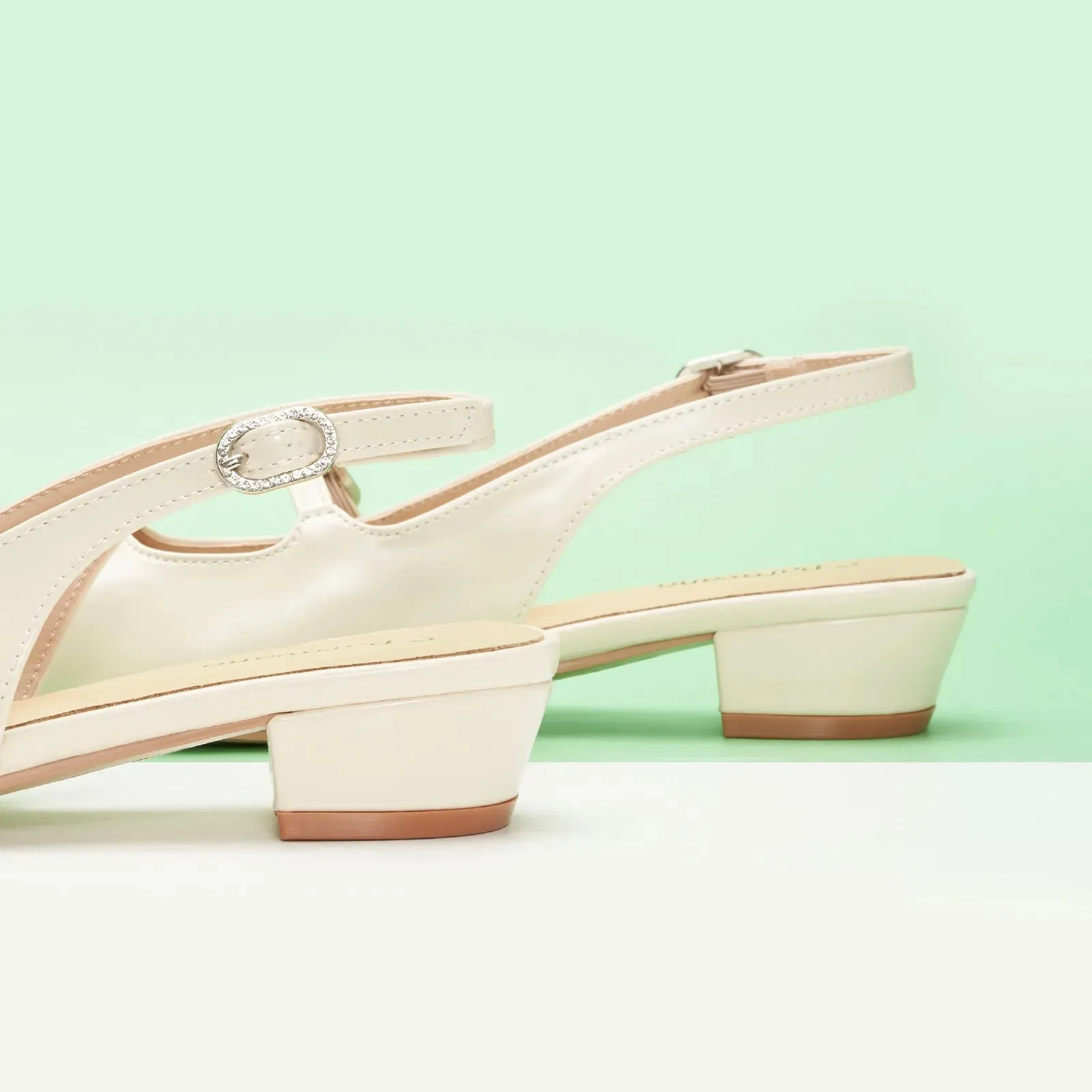 Open Back Block Heel (Alva) White