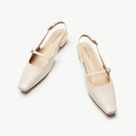 Open Back Block Heel (Alva) White