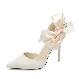 Outstanding Closed Toe PU Stiletto Heels Prom Shoes With Bowknot PS016