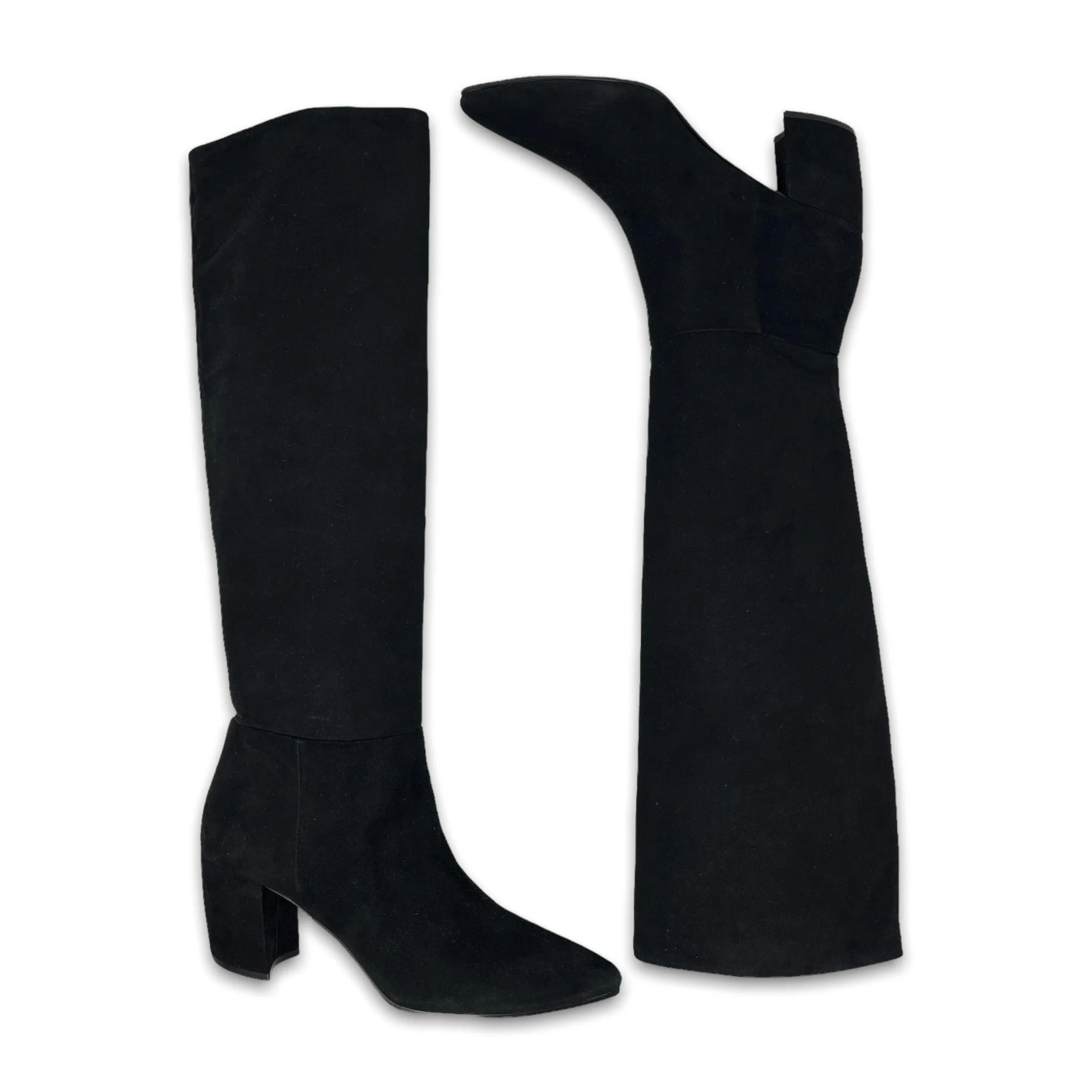 Prada Black Suede Knee High Boots 38.5