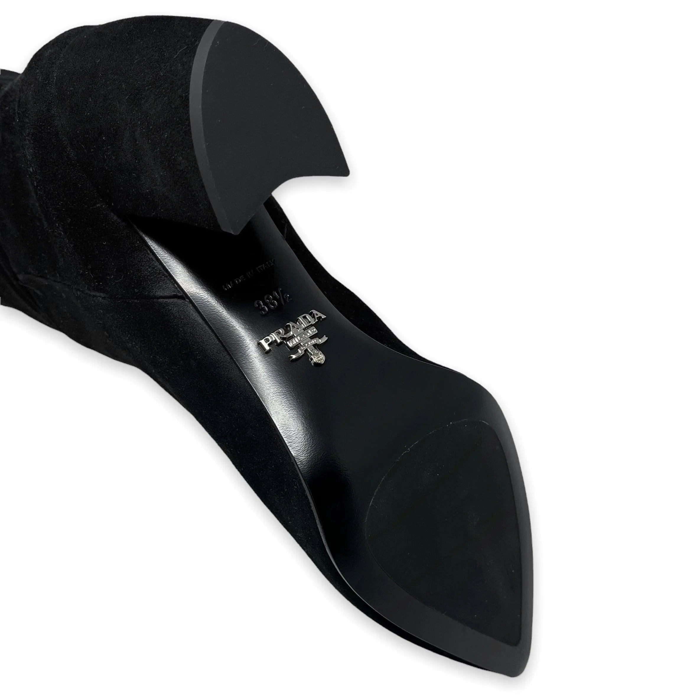 Prada Black Suede Knee High Boots 38.5
