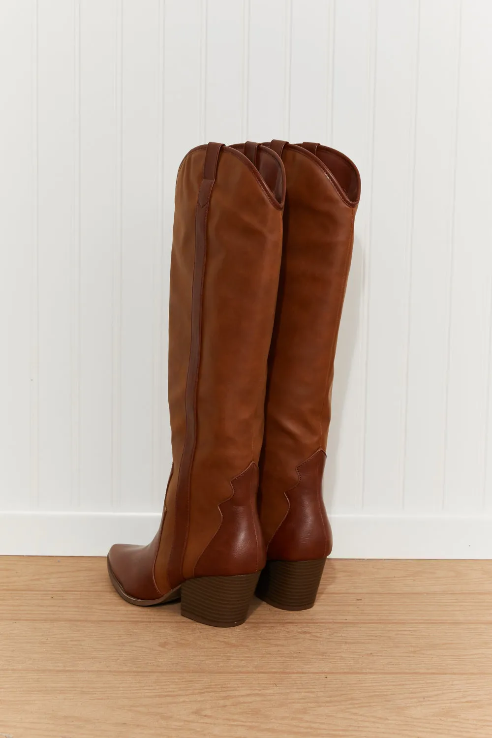Qupid Countryside Contrast Knee High Cowboy Boots