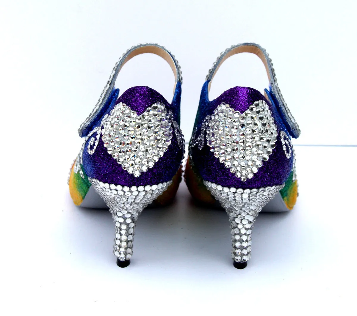 Rainbow Glitter Mary Jane Heels with Swarovski Crystal