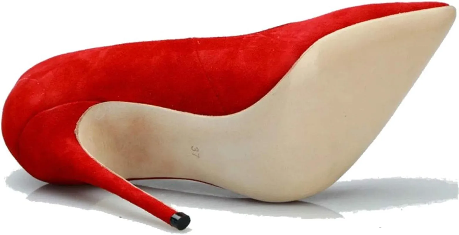 Red Suede High Heels Pumps