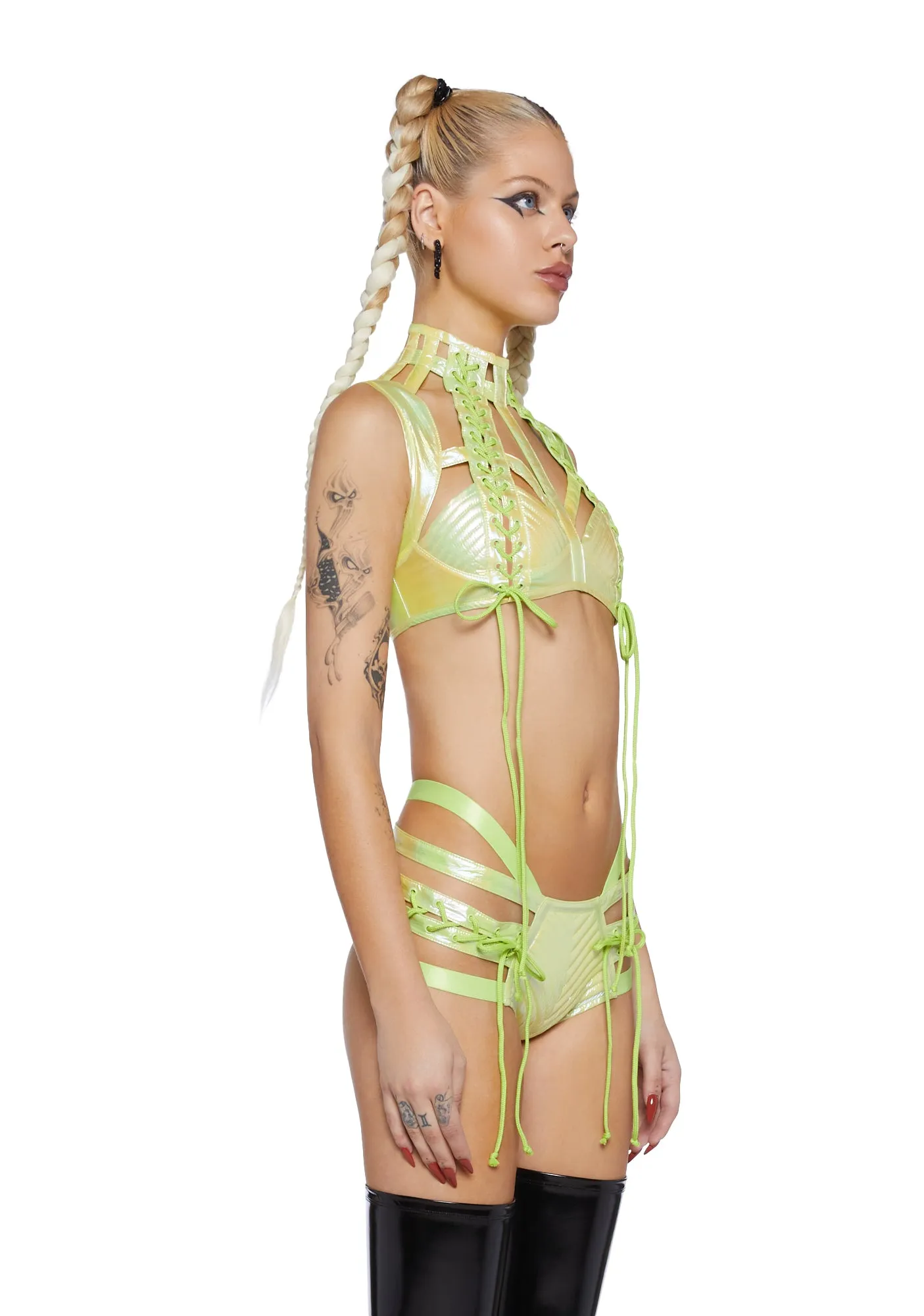 Rude Awakening Harness Bra Top - Green