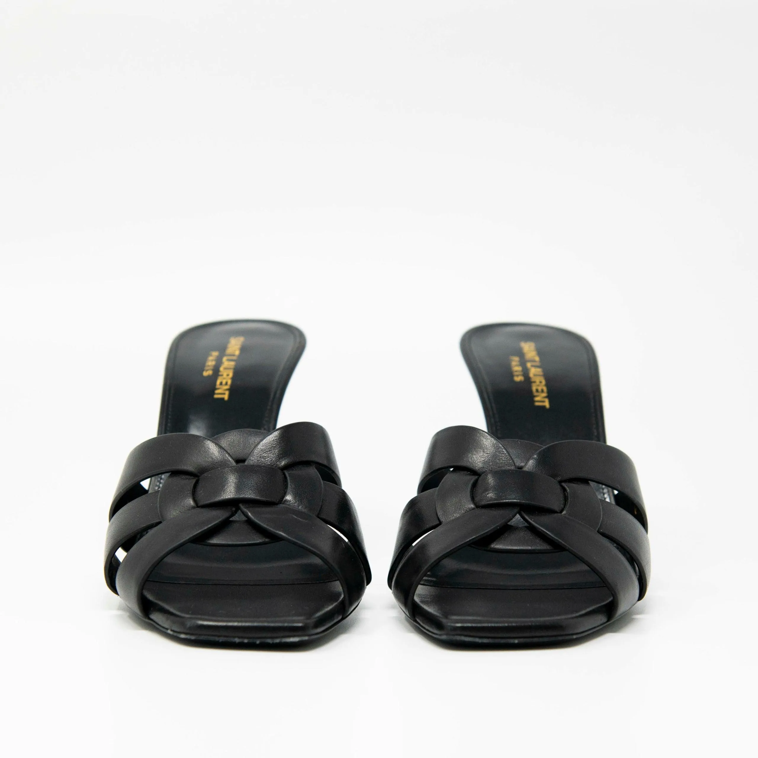 Saint Laurent Black Tribute Mules 38.5