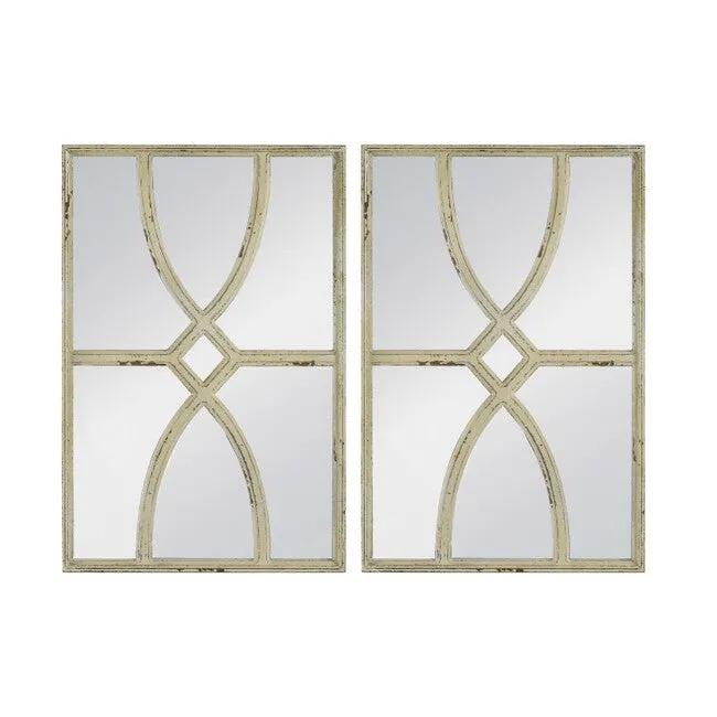 Set of 2 Shabby Chic Carved Wall Mirrors