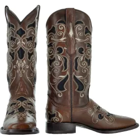 Soto boots Womens Brown Inlay Cowboy Boots M50052