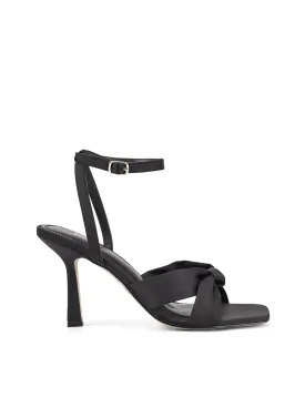 Spring Knot Sandals - Black Satin