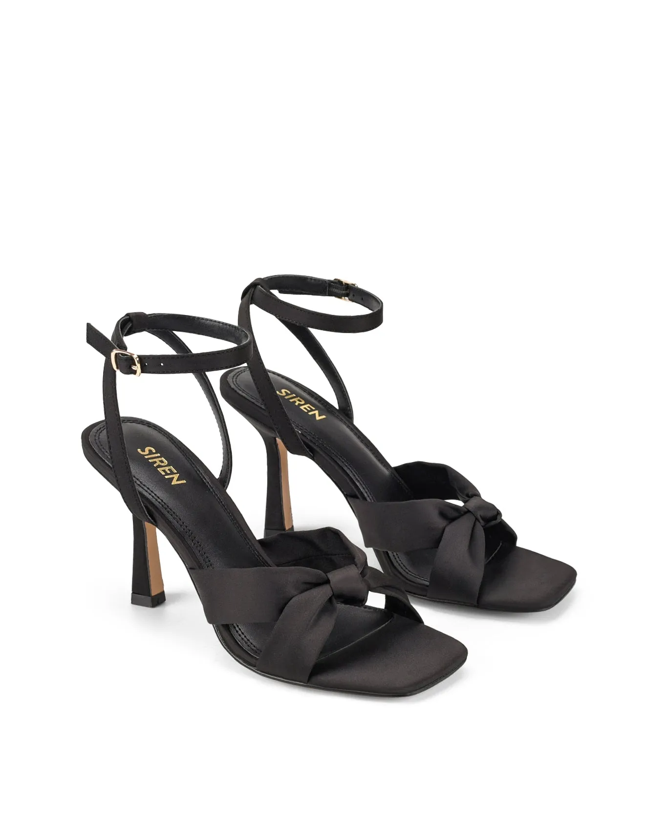 Spring Knot Sandals - Black Satin