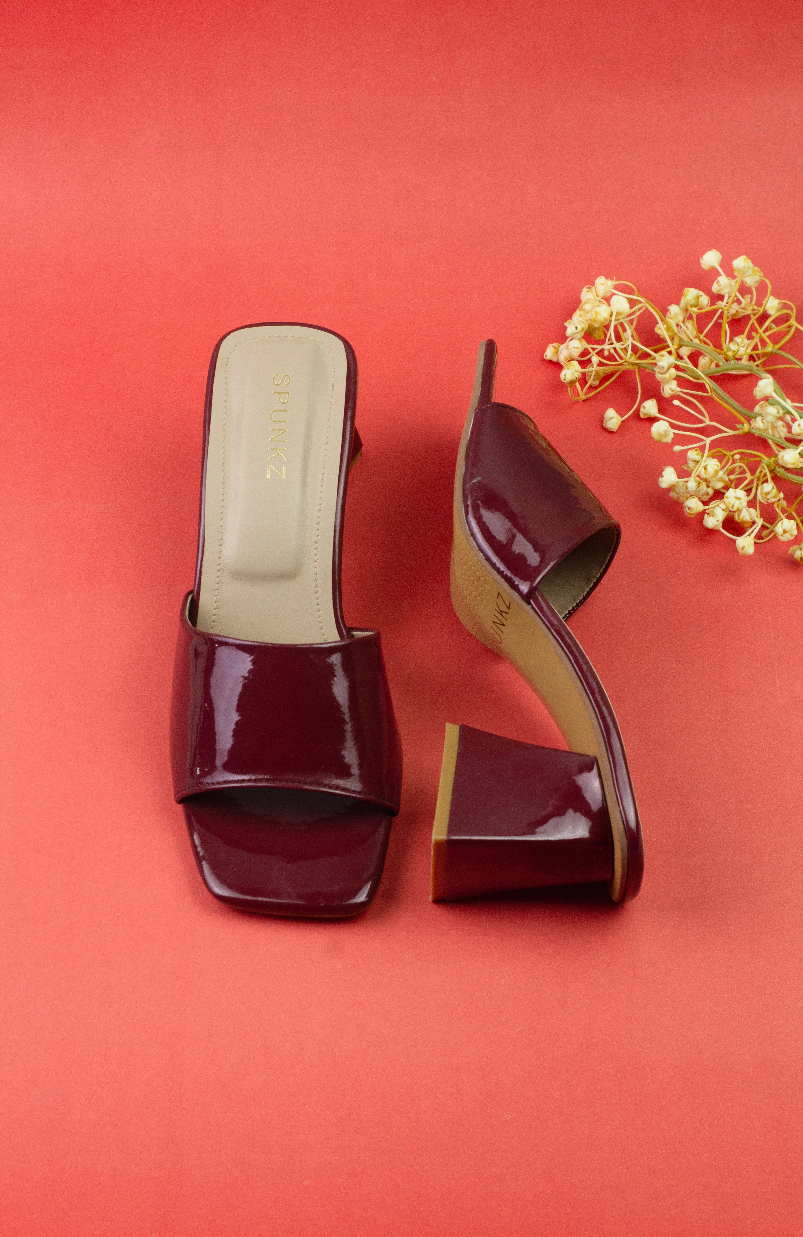 Spunkz Glossy Wine Red Patent Leather Platform Heels