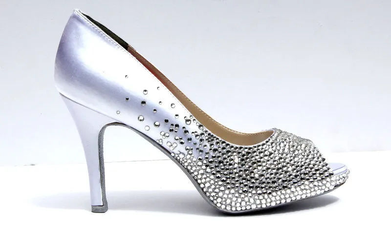 Swarovski Crystal Peep Toe Wedding Heel