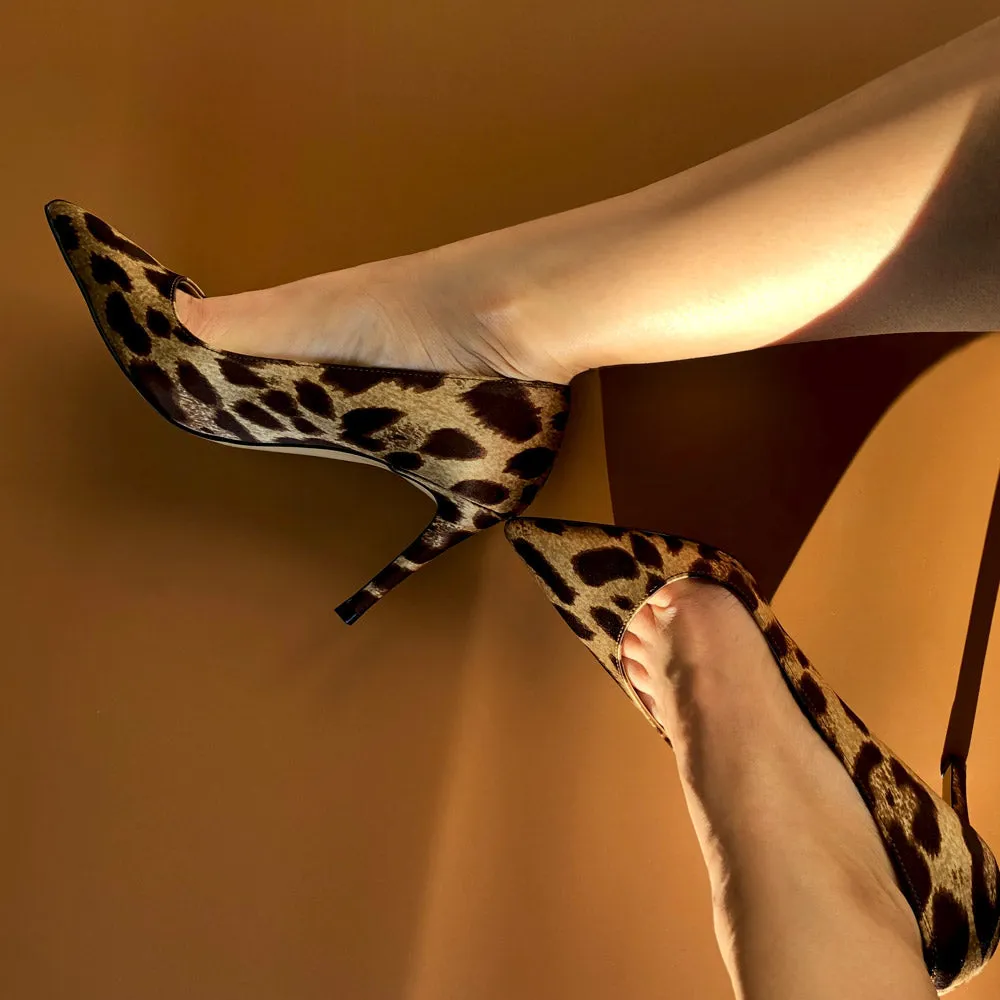 *UK size 2 - LONDON HEEL - leopard, 8cm heel (worn in photo shoot)