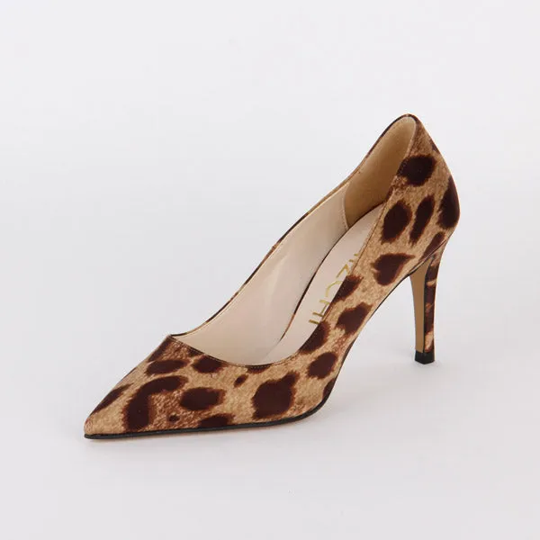 *UK size 2 - LONDON HEEL - leopard, 8cm heel (worn in photo shoot)