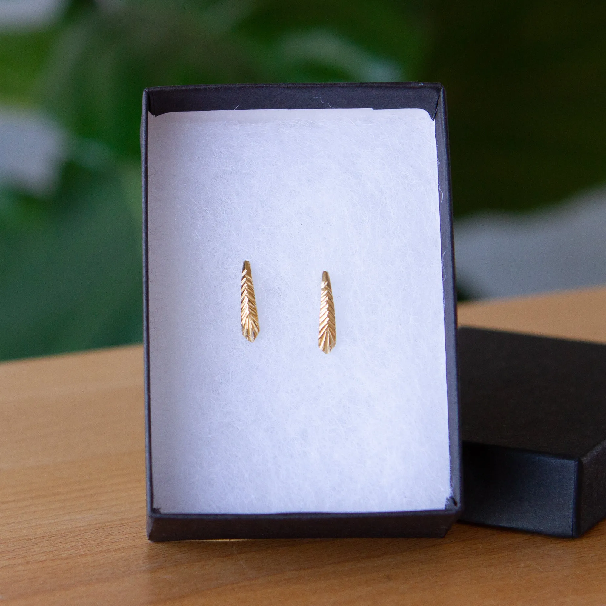 Vermeil Tapered Herringbone Stud Earrings