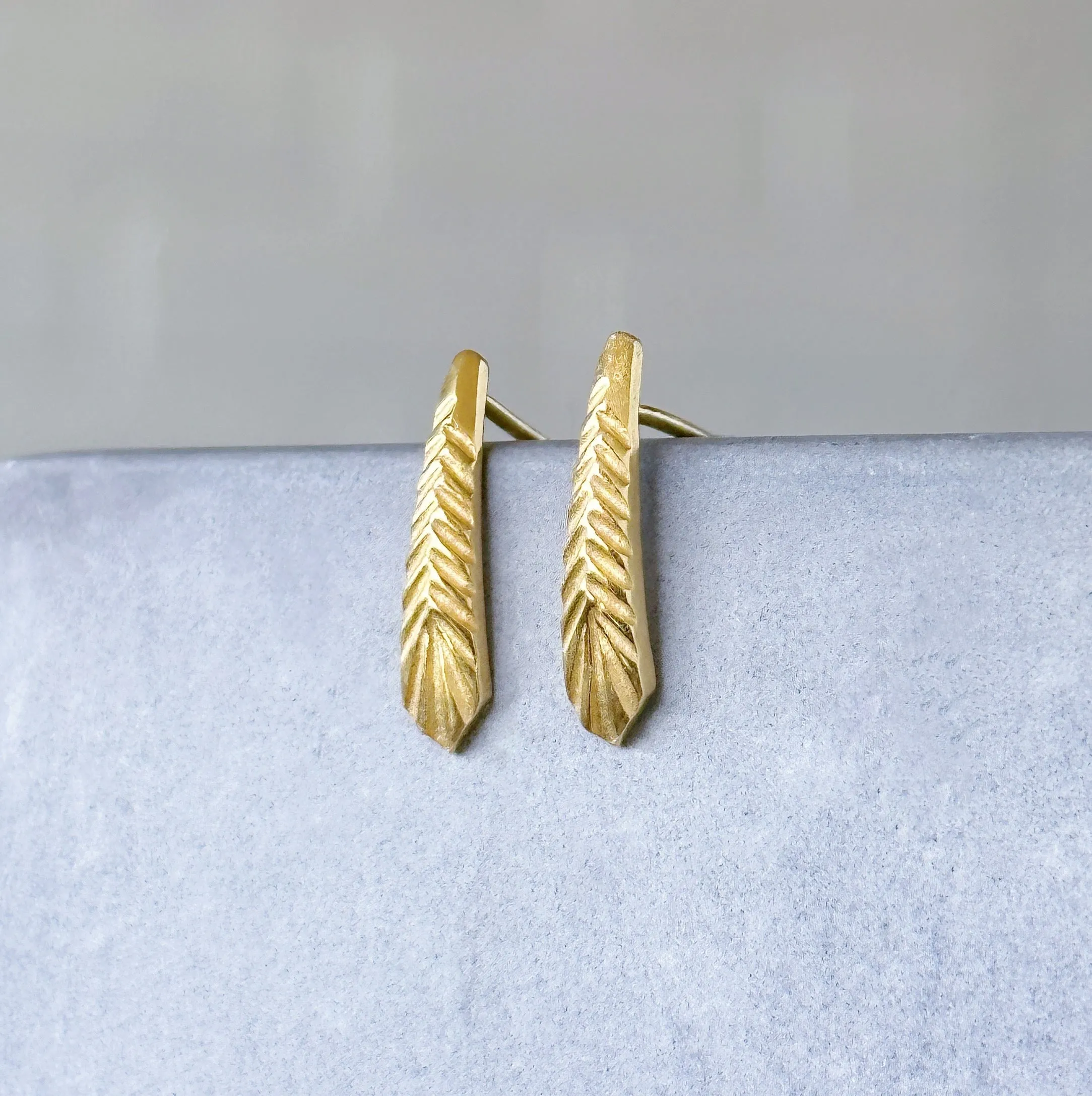 Vermeil Tapered Herringbone Stud Earrings