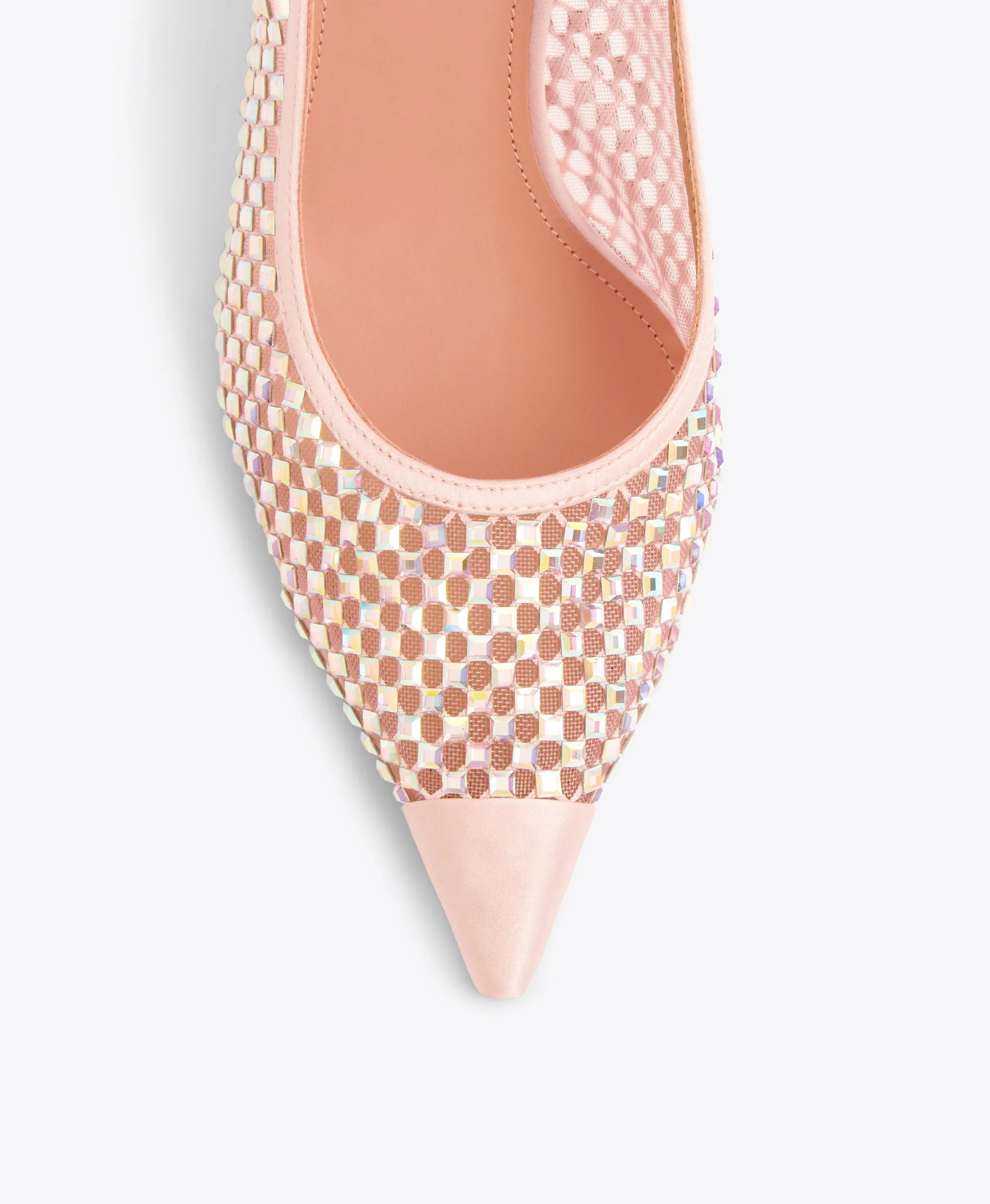 Vesper 70 Pink Crystal Satin Slingbacks