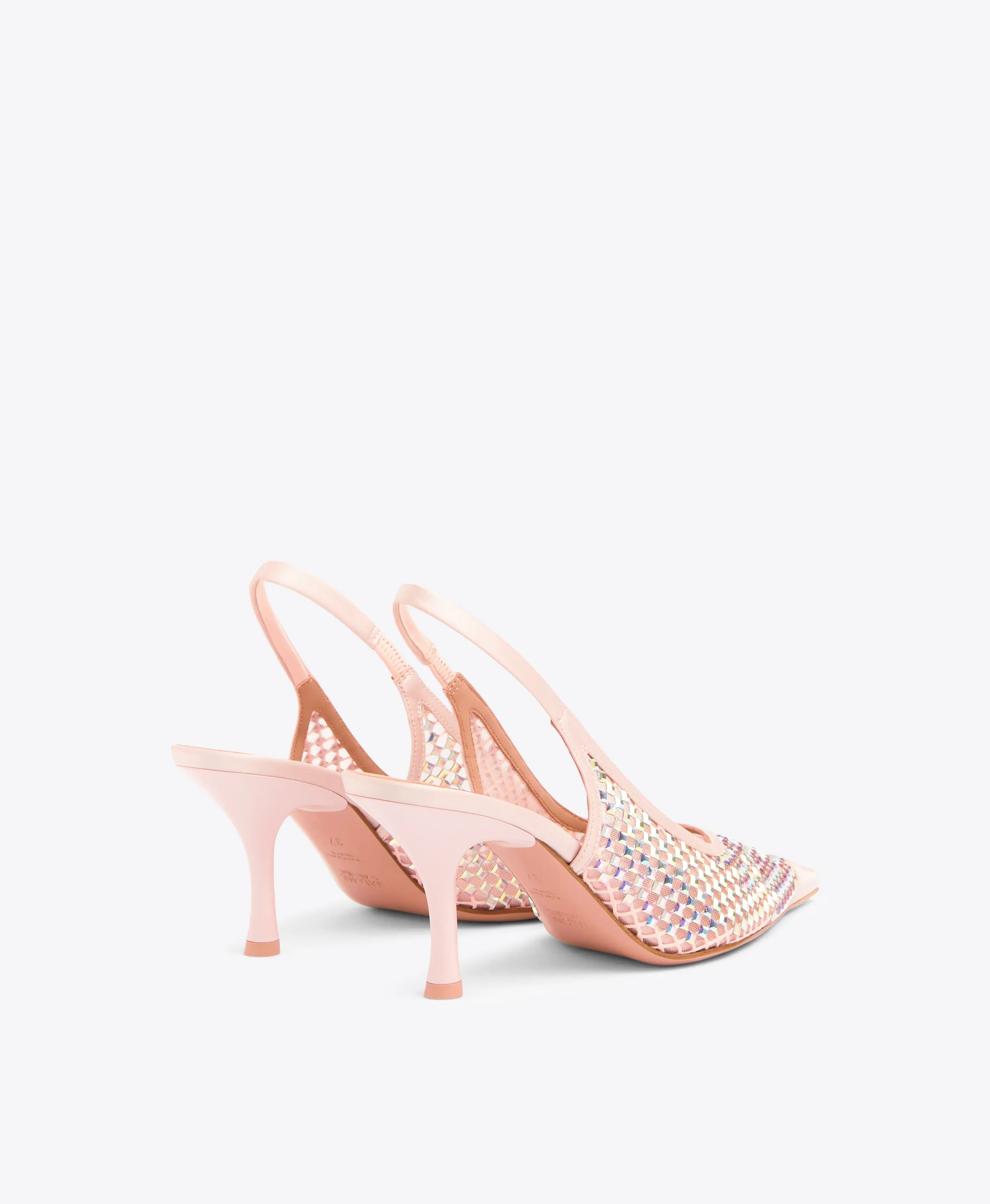 Vesper 70 Pink Crystal Satin Slingbacks