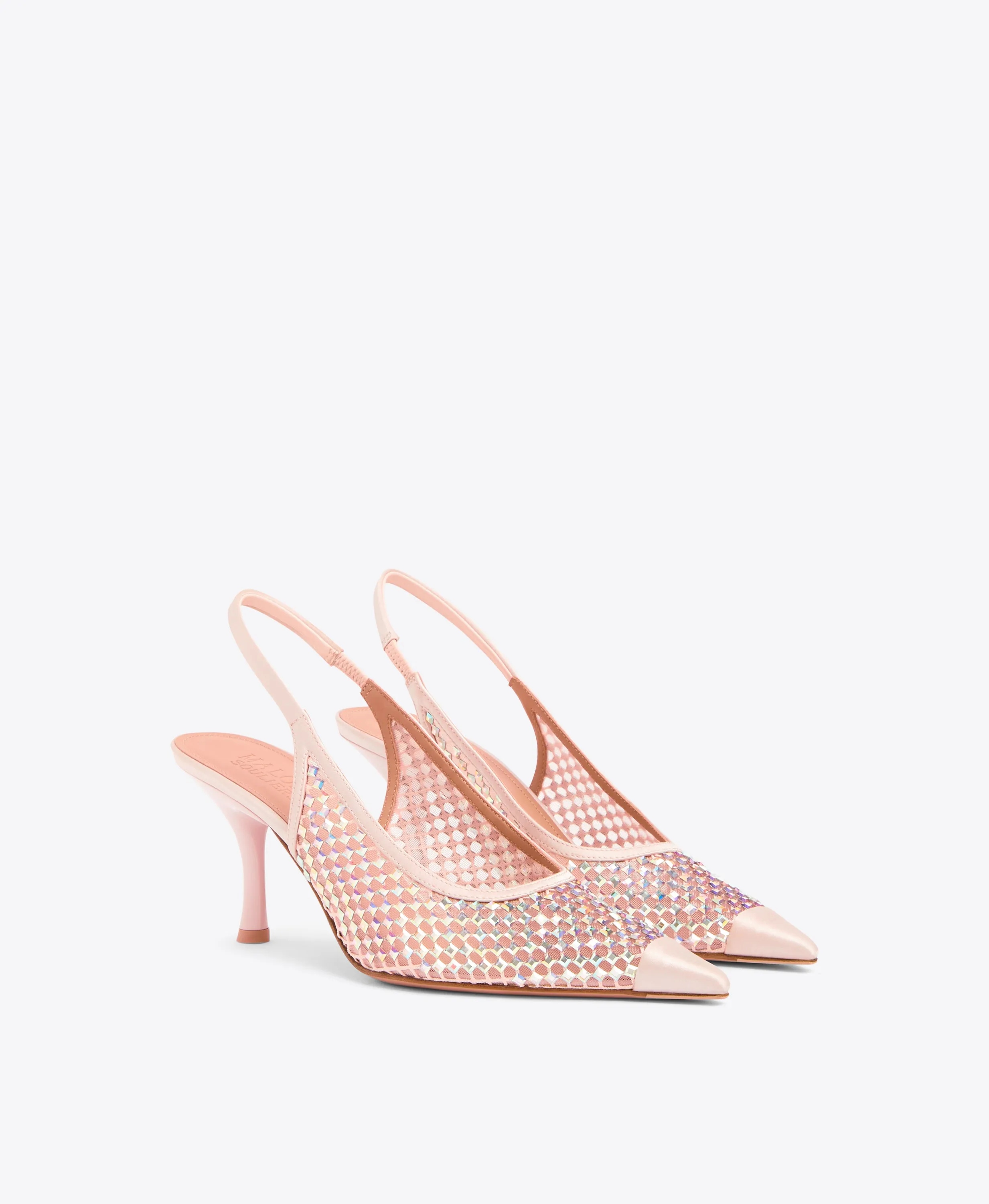 Vesper 70 Pink Crystal Satin Slingbacks