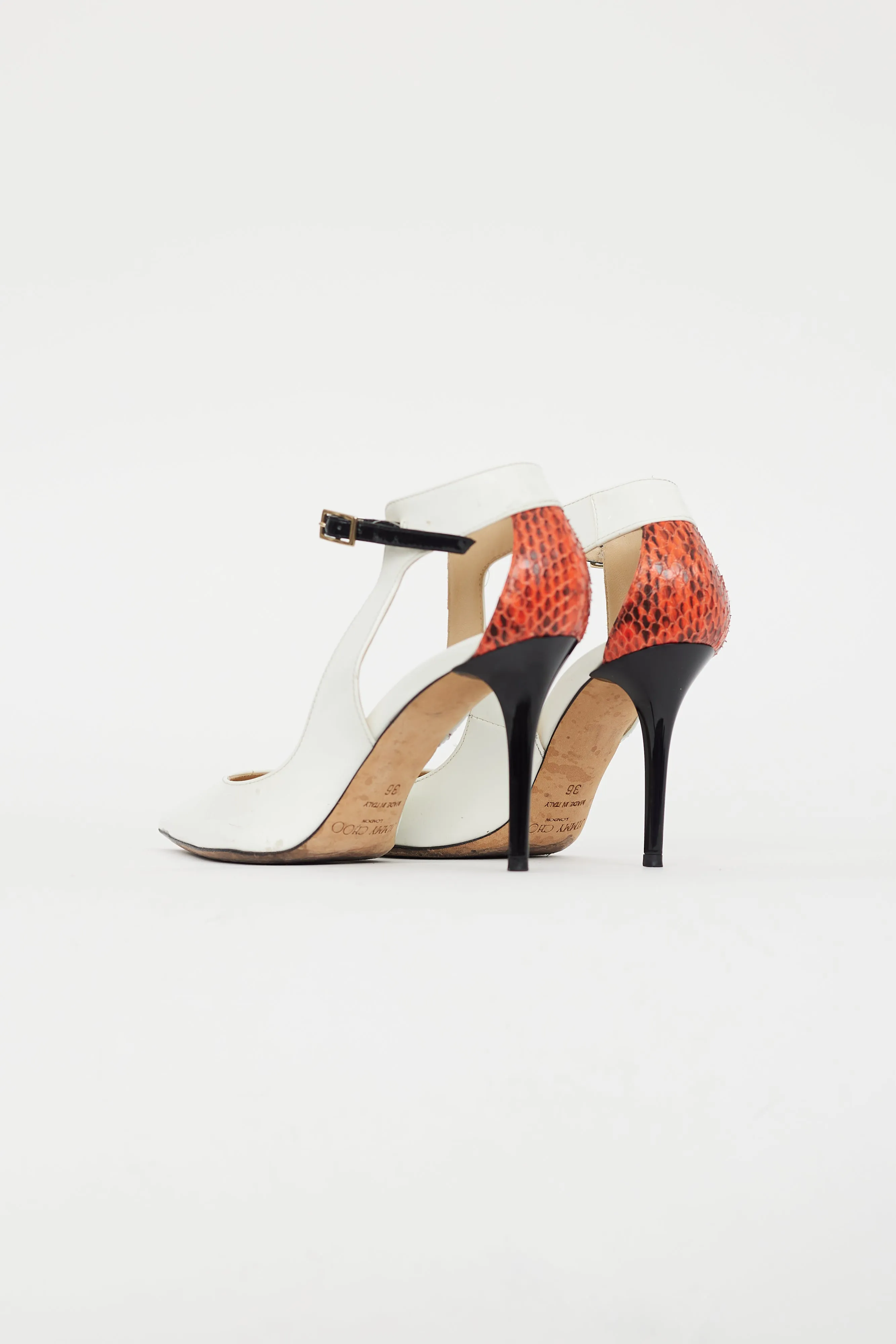 White & Multicolour Textured Patent Heel