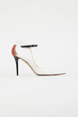 White & Multicolour Textured Patent Heel