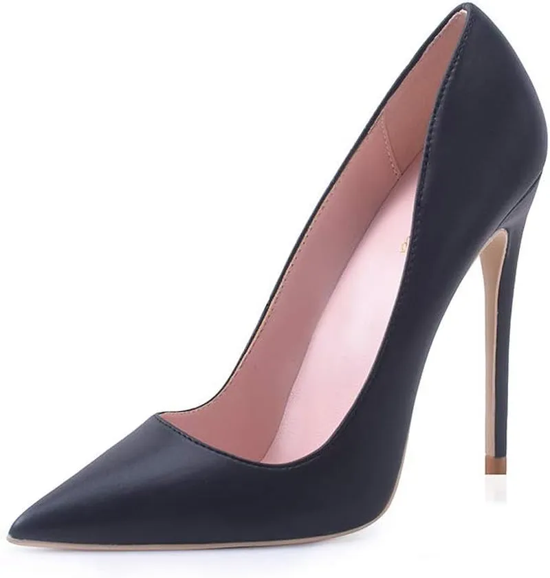 Women Pumps, Pointed Toe High Heel 4.7 Inch/12Cm Party Stiletto Heels Shoes Matte